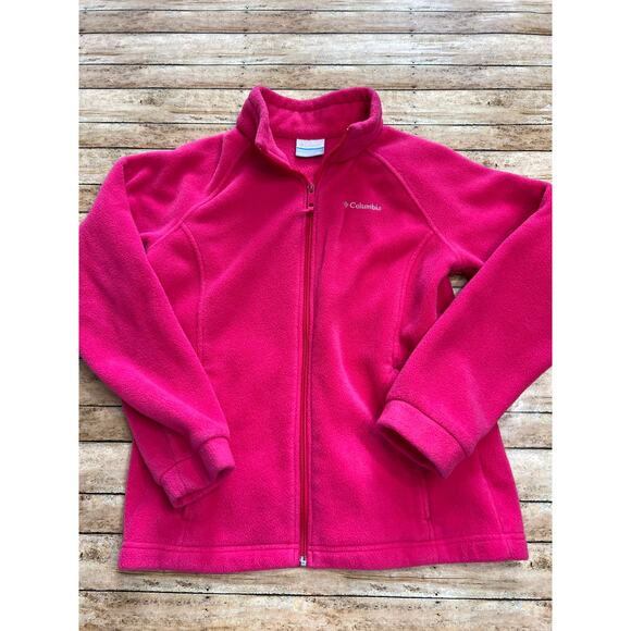 Columbia Girls Hot Pink Fleece Jacket Size Large 14/16 - Picture 1 of 3
